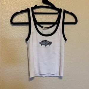 White Sports Car Tank Top